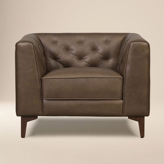 Essex Leather Lounge Chair | Cocoa Brown | Single