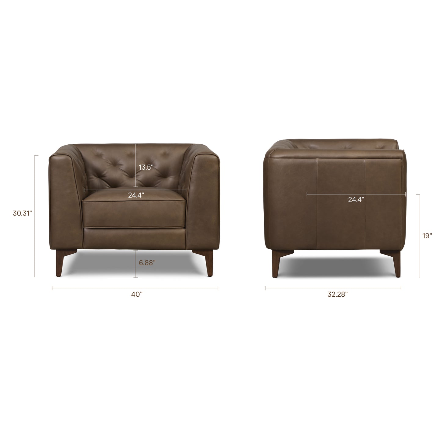 Essex Leather Lounge Chair | Cocoa Brown | Set of 2