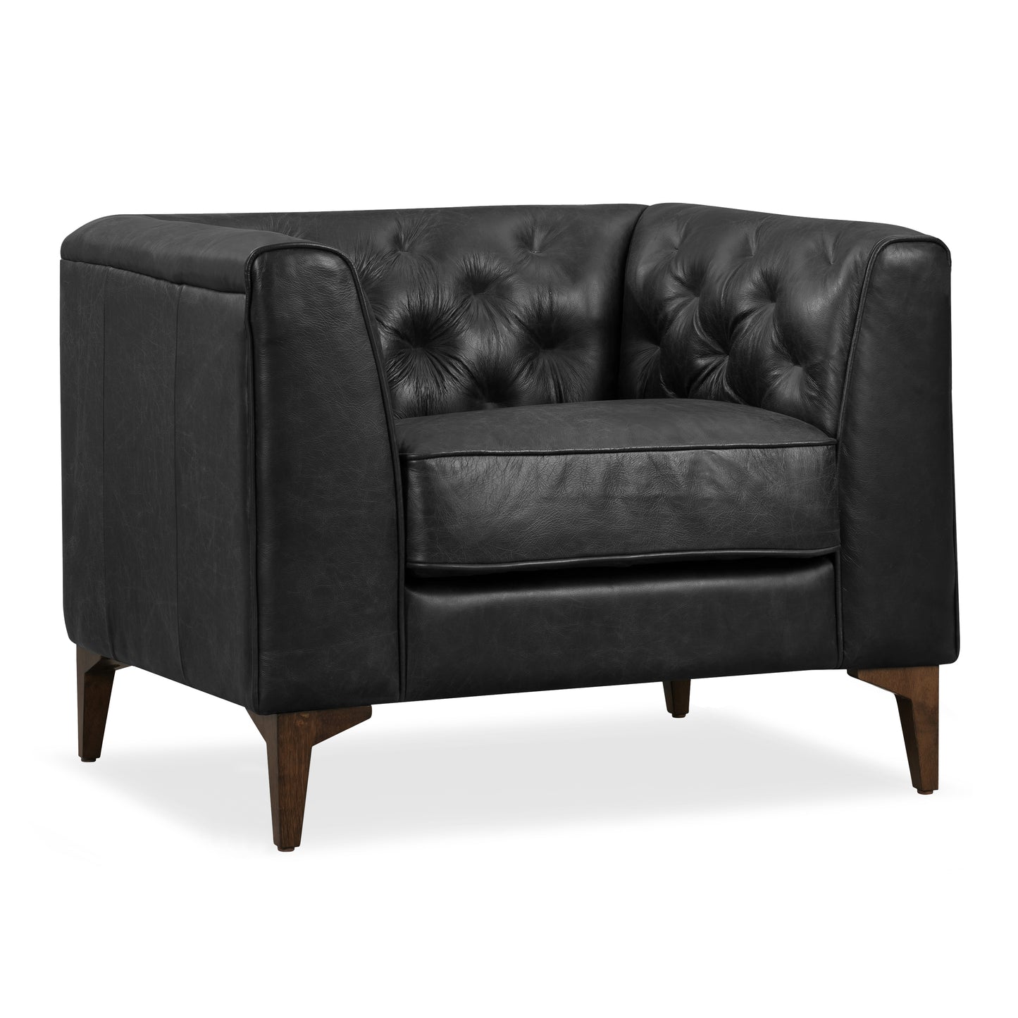 Essex Leather Lounge Chair | Onyx Black | Single
