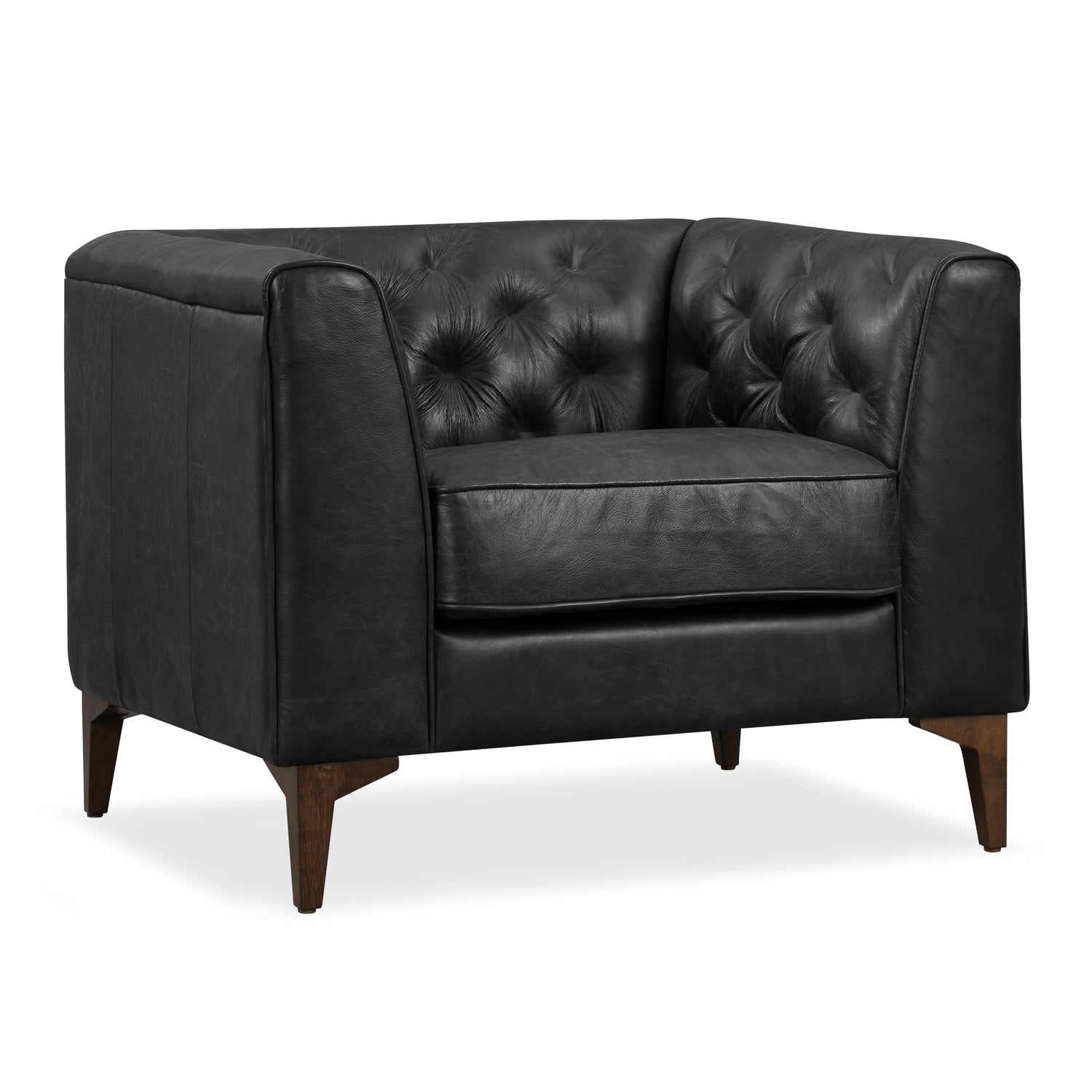 Essex Leather Lounge Chair | Onyx Black | Set of 2 