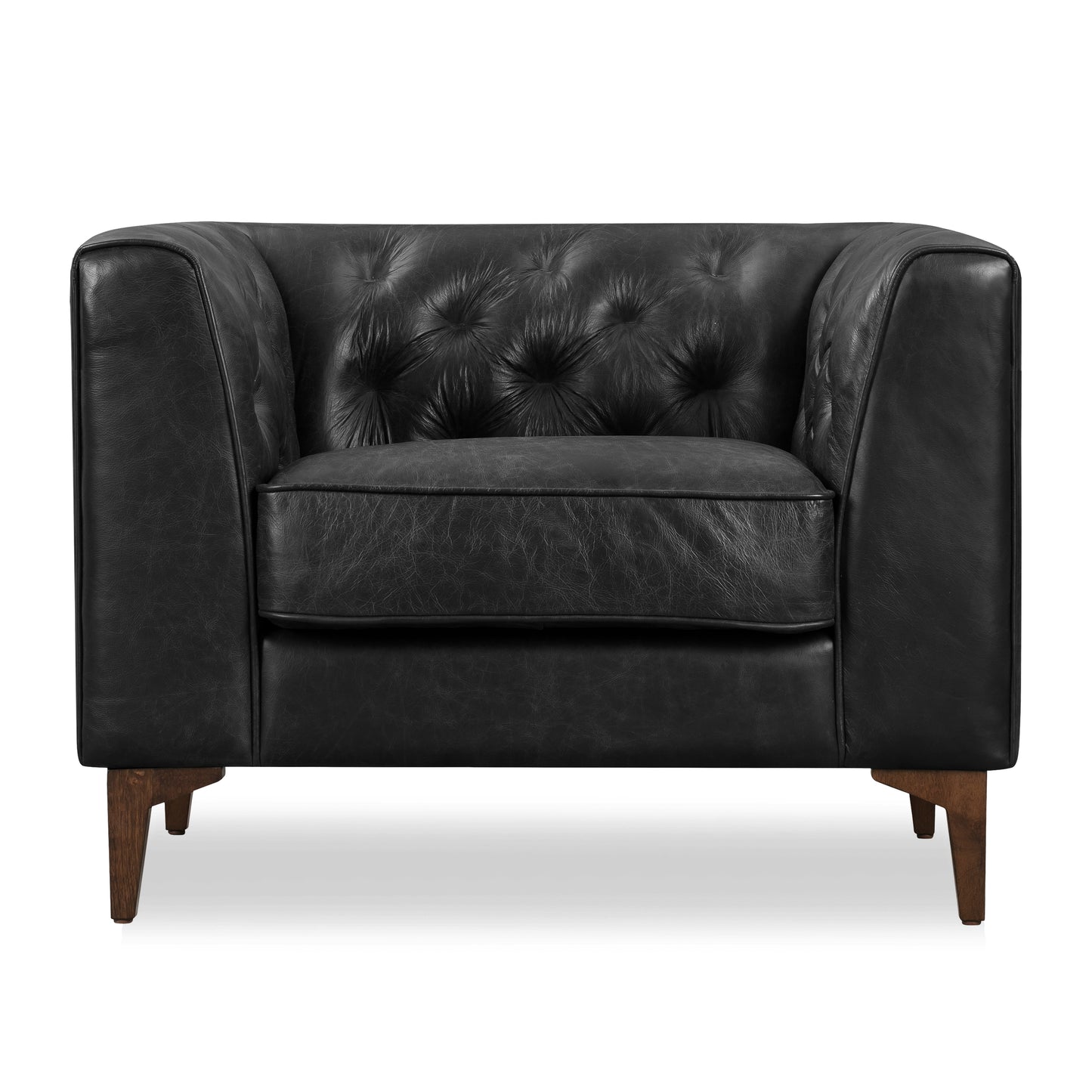 Essex Leather Lounge Chair | Onyx Black | Single