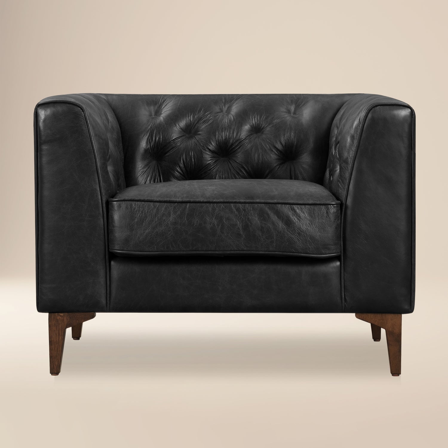 Essex Leather Lounge Chair | Onyx Black | Single 