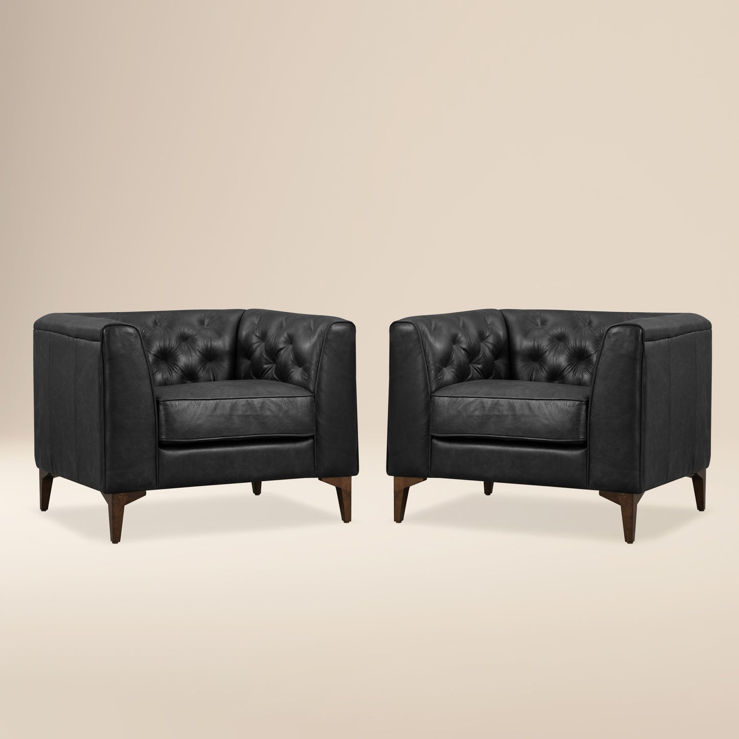 Essex Leather Lounge Chair | Onyx Black | Set of 2