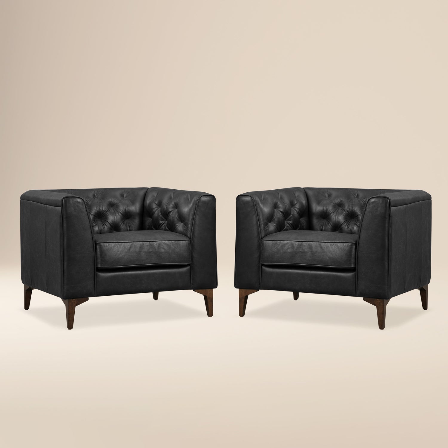 Essex Leather Lounge Chair | Onyx Black | Set of 2 