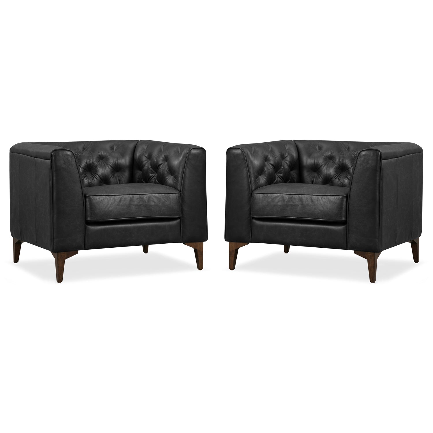 Essex Leather Lounge Chair | Onyx Black | Set of 2 