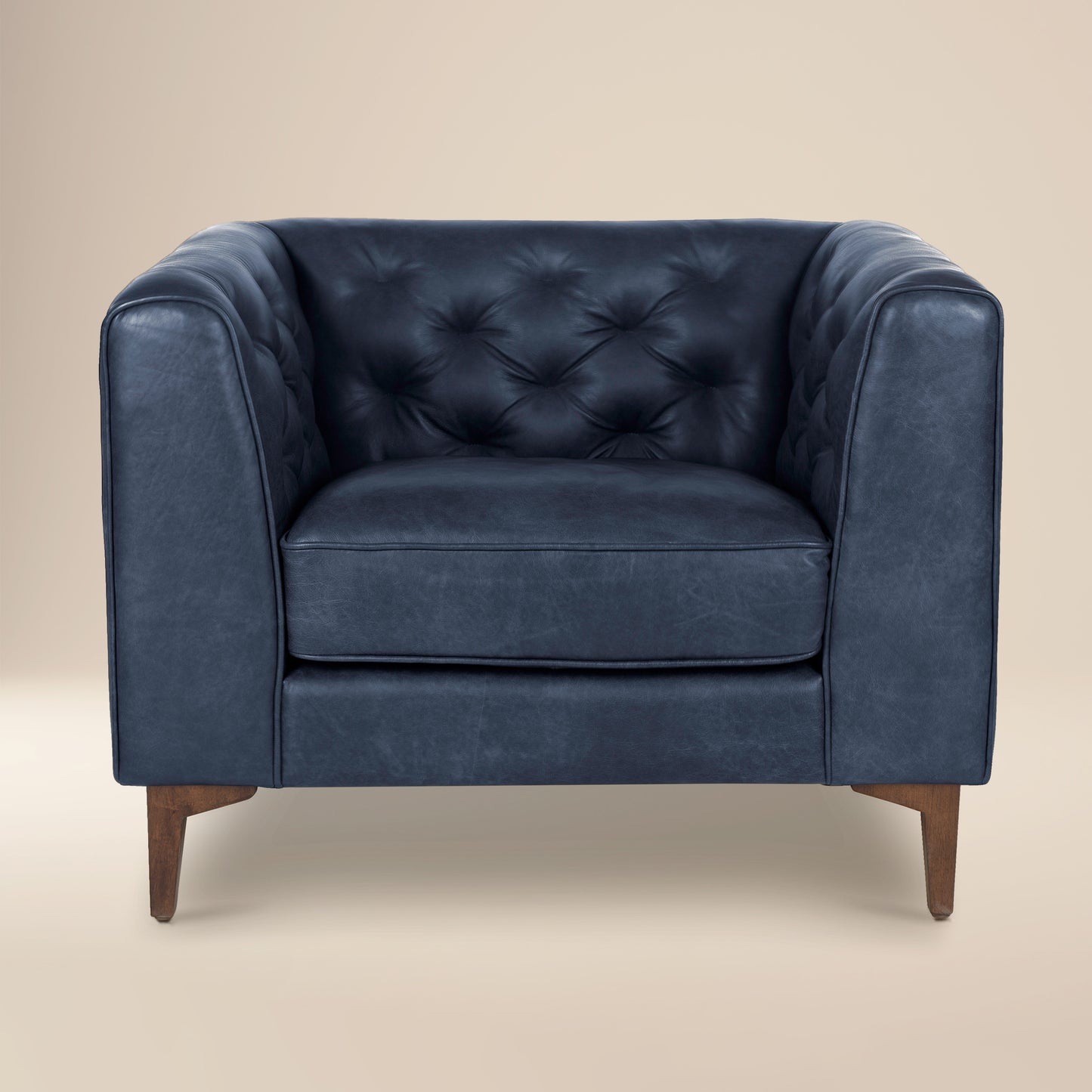 Essex Leather Lounge Chair| Midnight Blue | Single