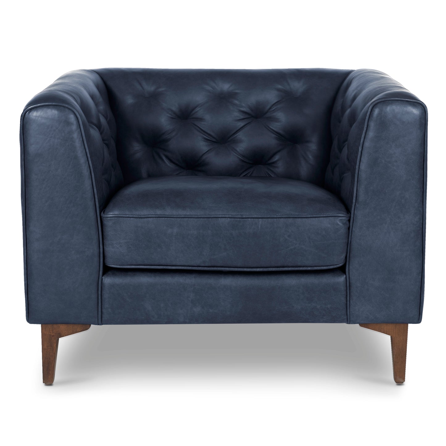 Essex Leather Lounge Chair| Midnight Blue | Single