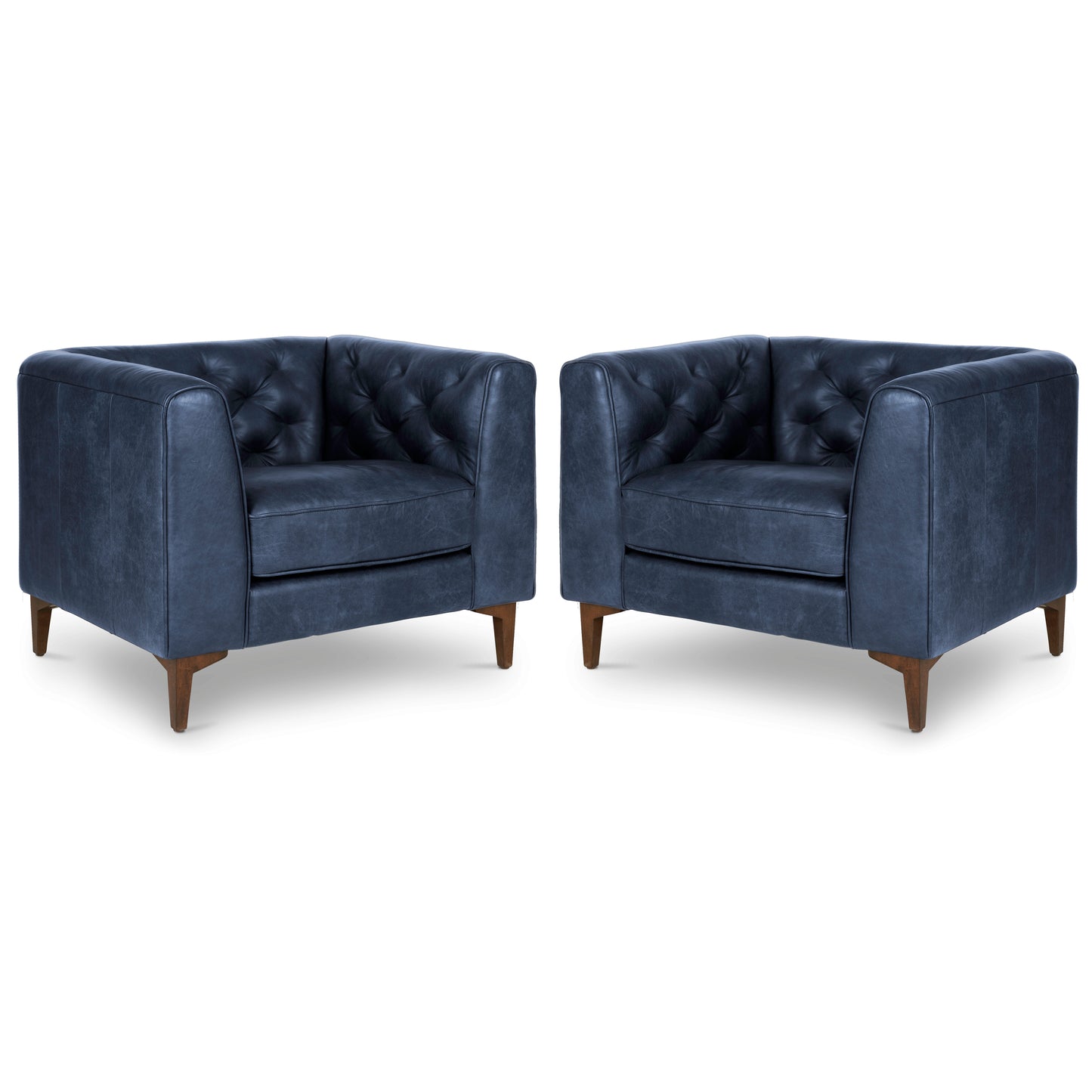 Essex Leather Lounge Chair | Midnight Blue | Set of 2