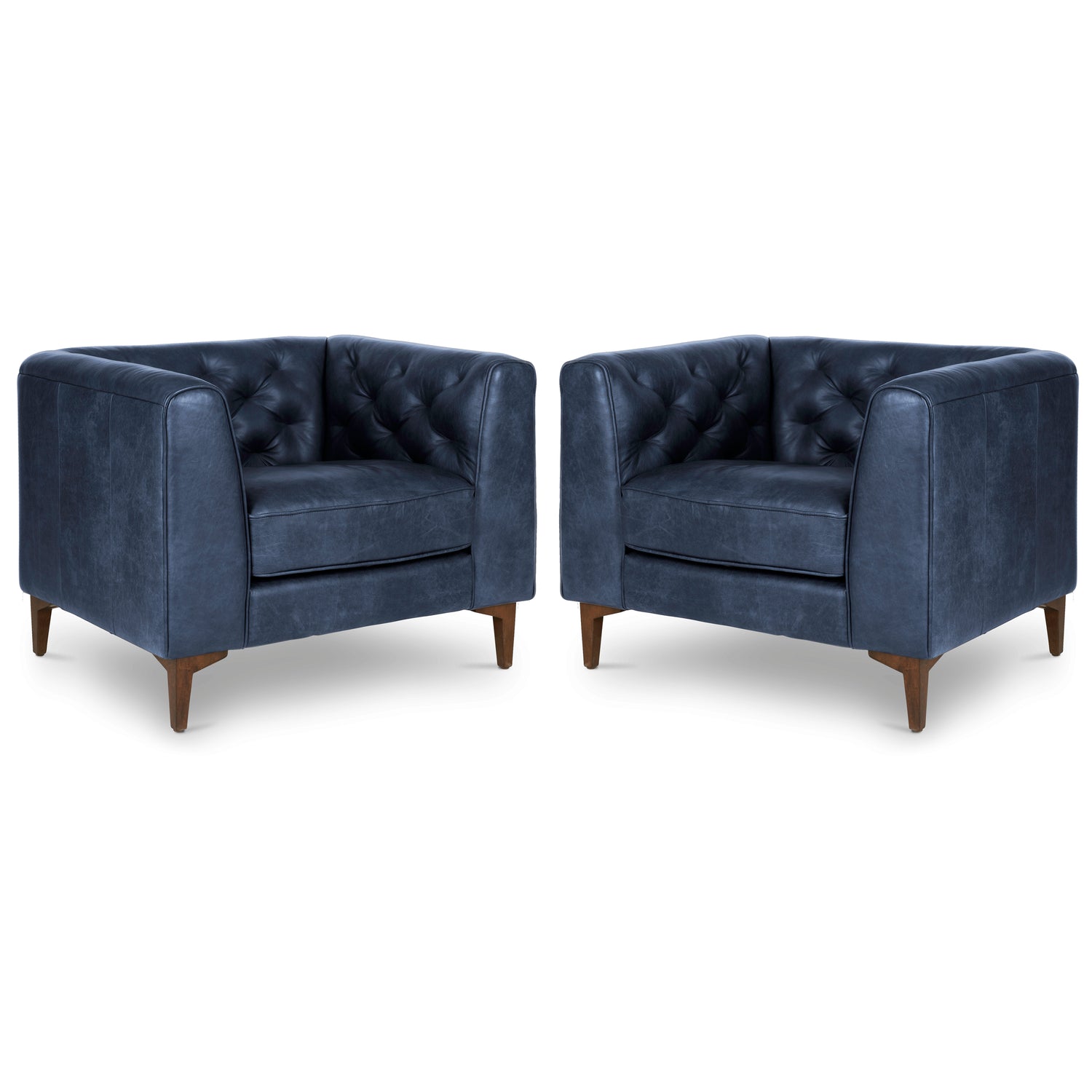 Essex Leather Lounge Chair | Midnight Blue | Set of 2 