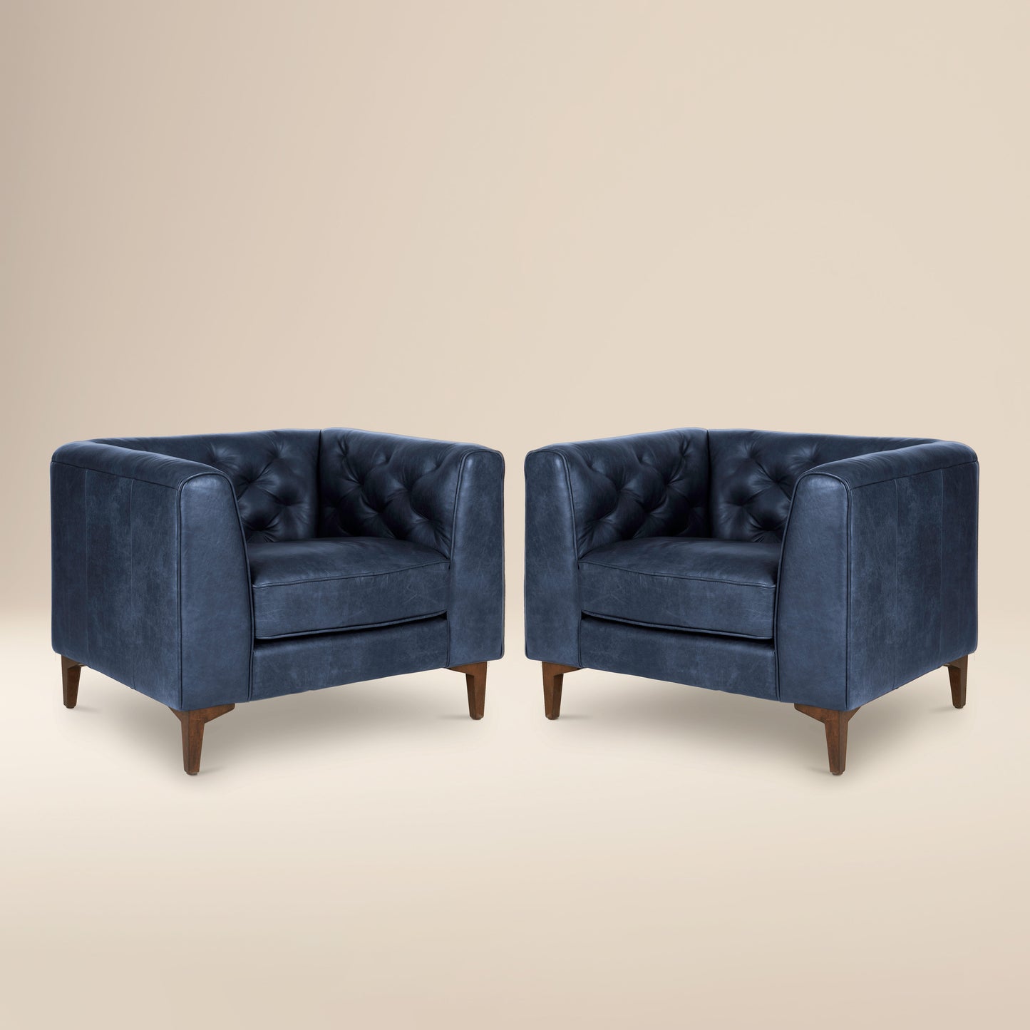 Essex Leather Lounge Chair | Midnight Blue | Set of 2