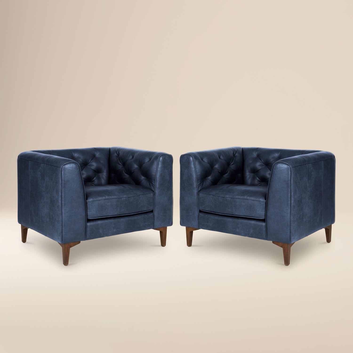 Essex Leather Lounge Chair | Midnight Blue | Set of 2 