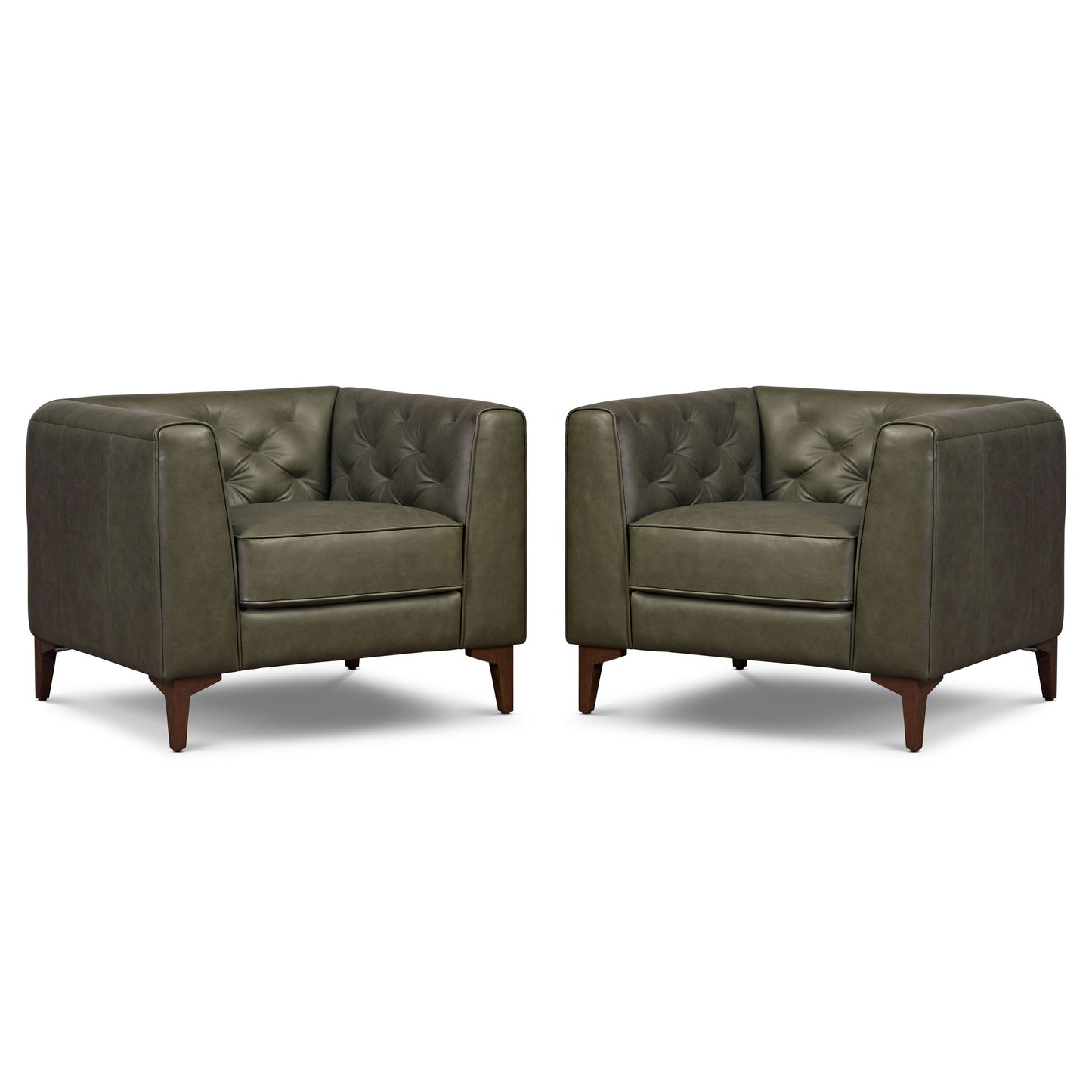 Essex Leather Lounge Chair | Olivine Green | Set of 2