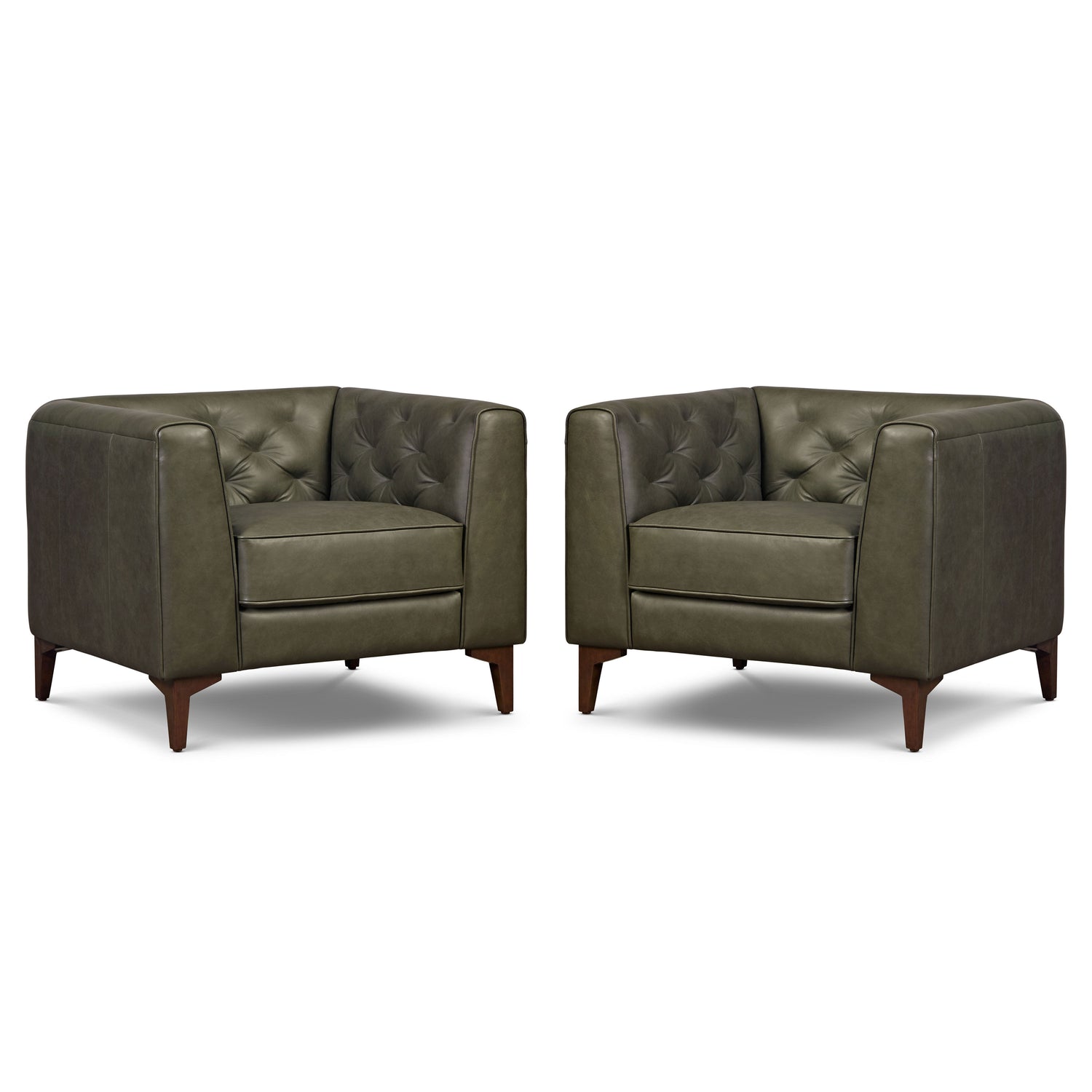 Essex Leather Lounge Chair | Olivine Green | Set of 2 