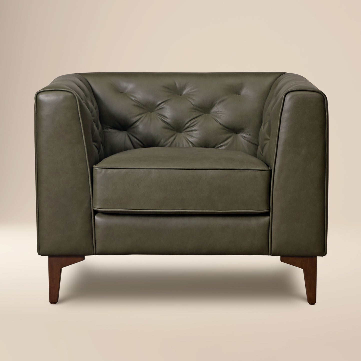Essex Leather Lounge Chair | Olivine Green | Single