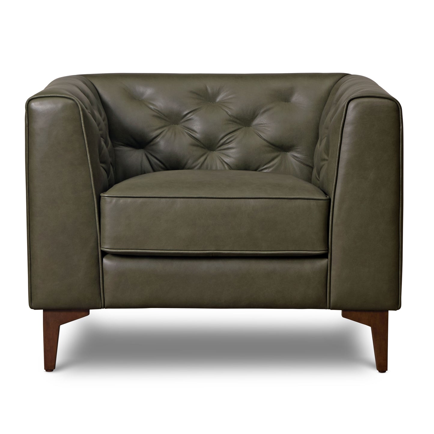 Essex Leather Lounge Chair | Olivine Green | Single
