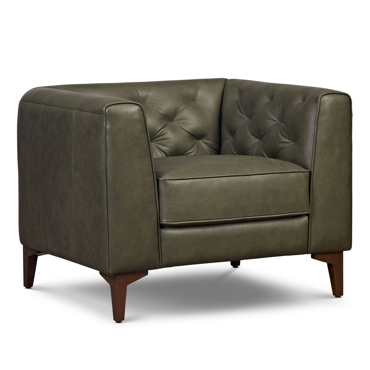 Essex Leather Lounge Chair | Olivine Green | Single