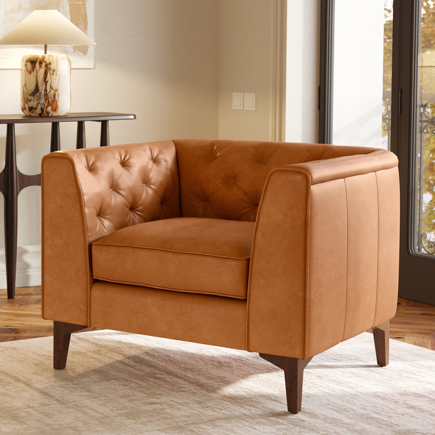 Essex Leather Lounge Chair | Cognac Tan | Set of 2 lifestyle_image