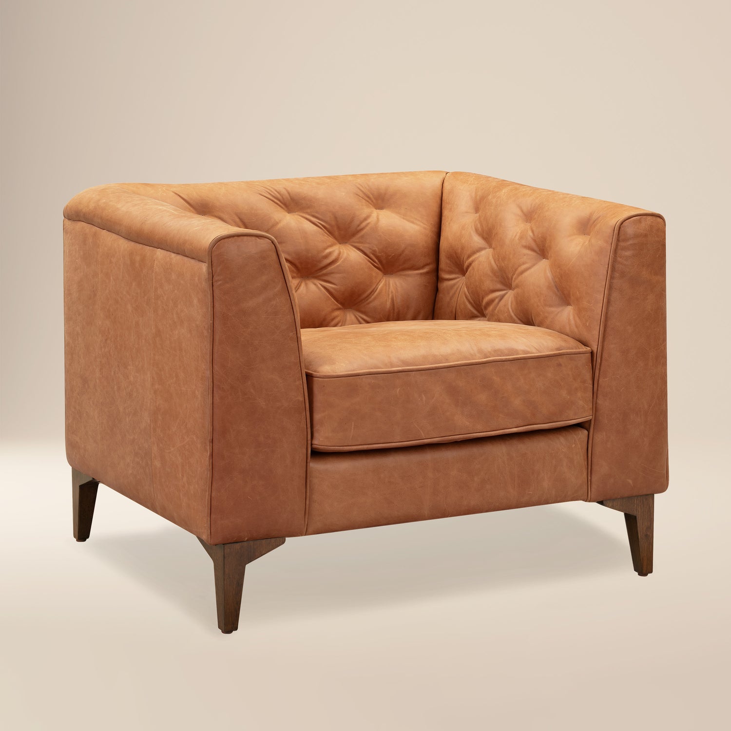 Essex Leather Lounge Chair | Cognac Tan | Single 