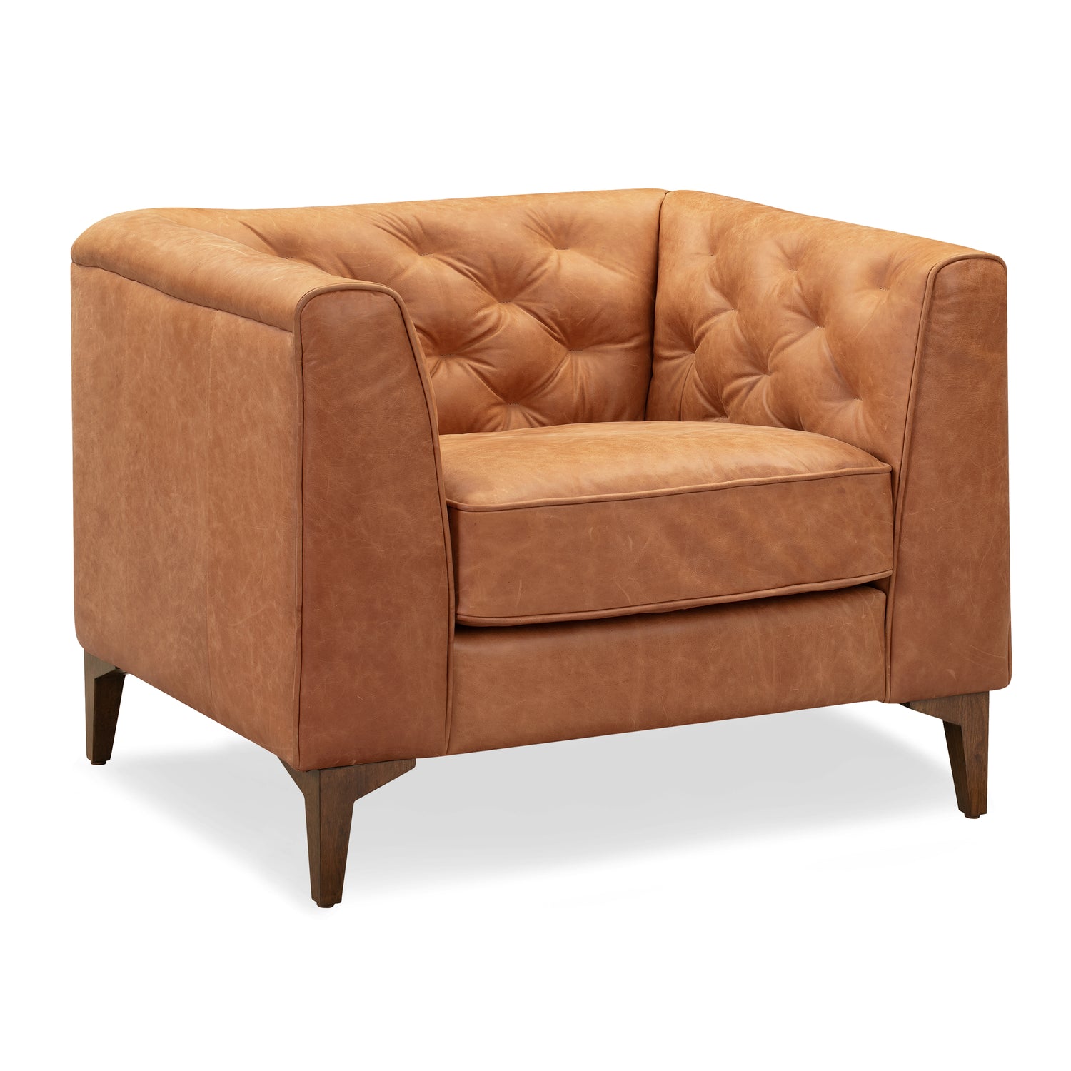 Essex Leather Lounge Chair | Cognac Tan | Single 