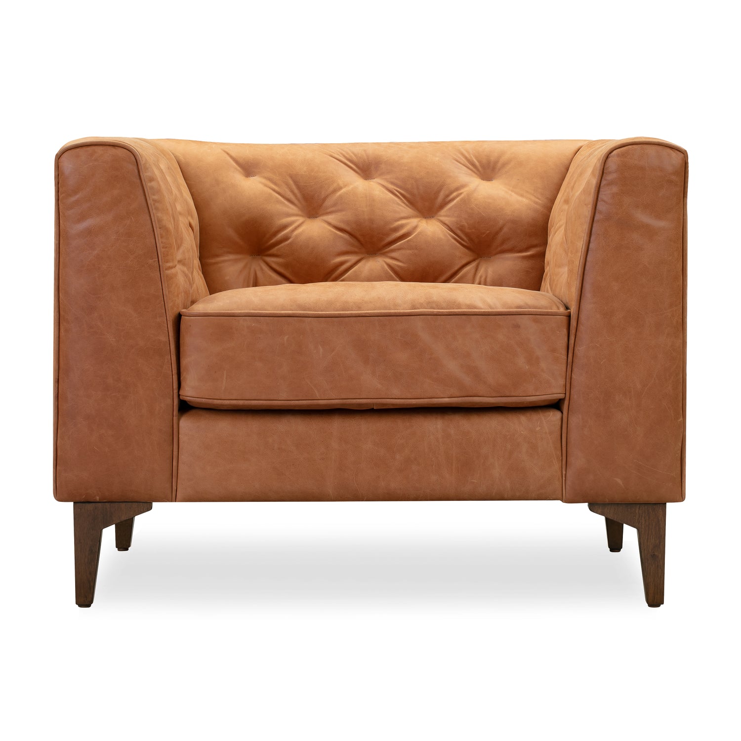 Essex Leather Lounge Chair | Cognac Tan | Single 