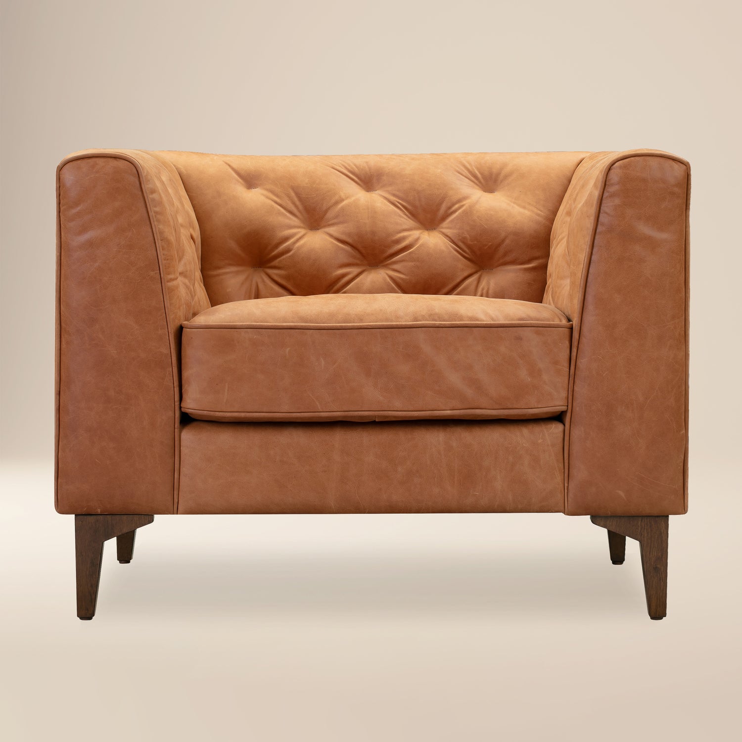 Essex Leather Lounge Chair | Cognac Tan | Single 