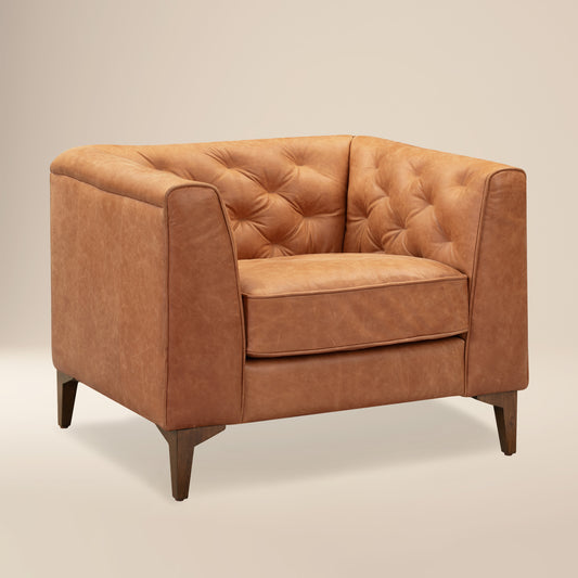 Essex Leather Lounge Chair | Cognac Tan | Single