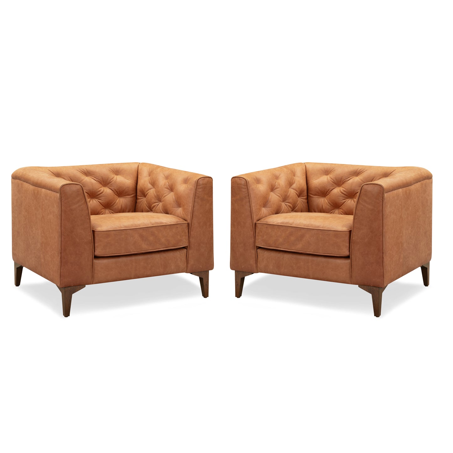 Essex Leather Lounge Chair | Cognac Tan | Set of 2
