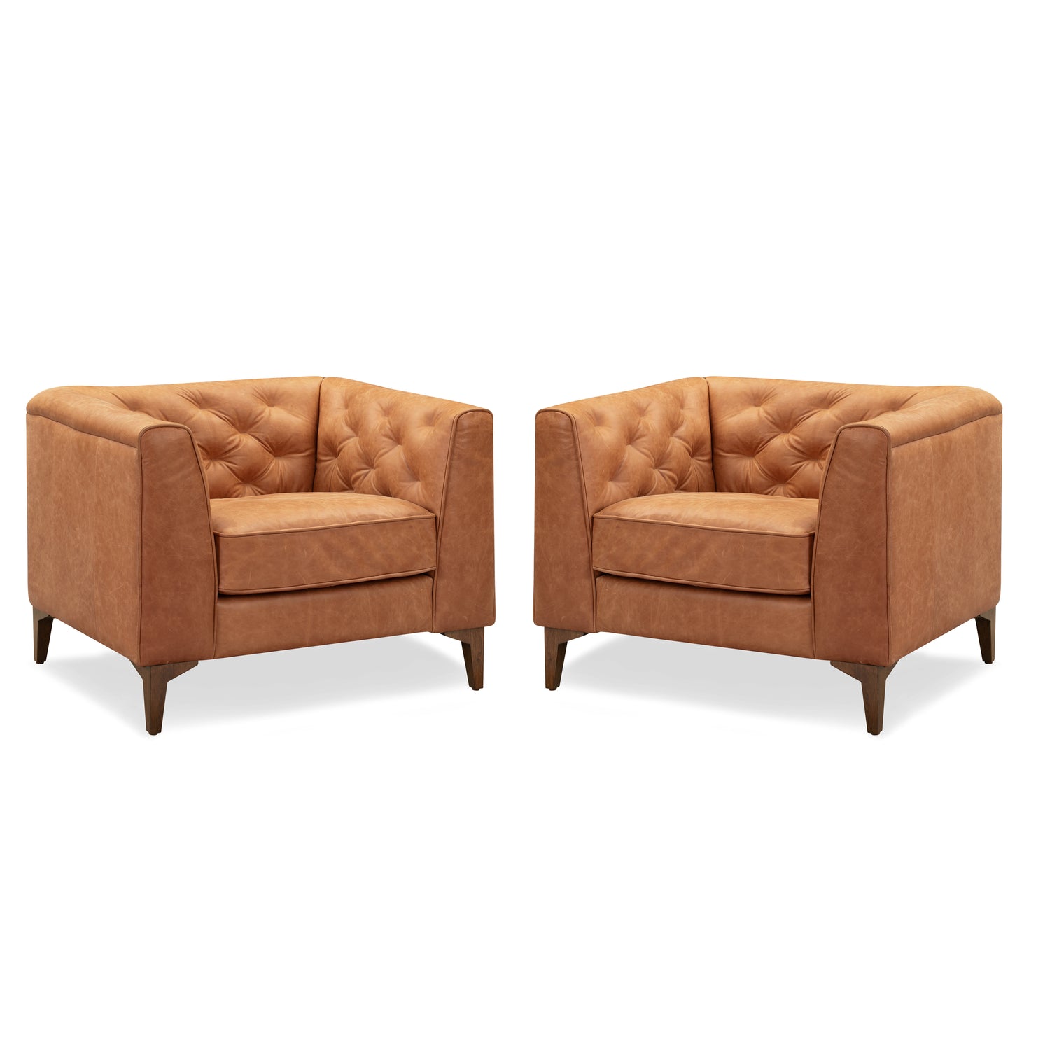 Essex Leather Lounge Chair | Cognac Tan | Set of 2 