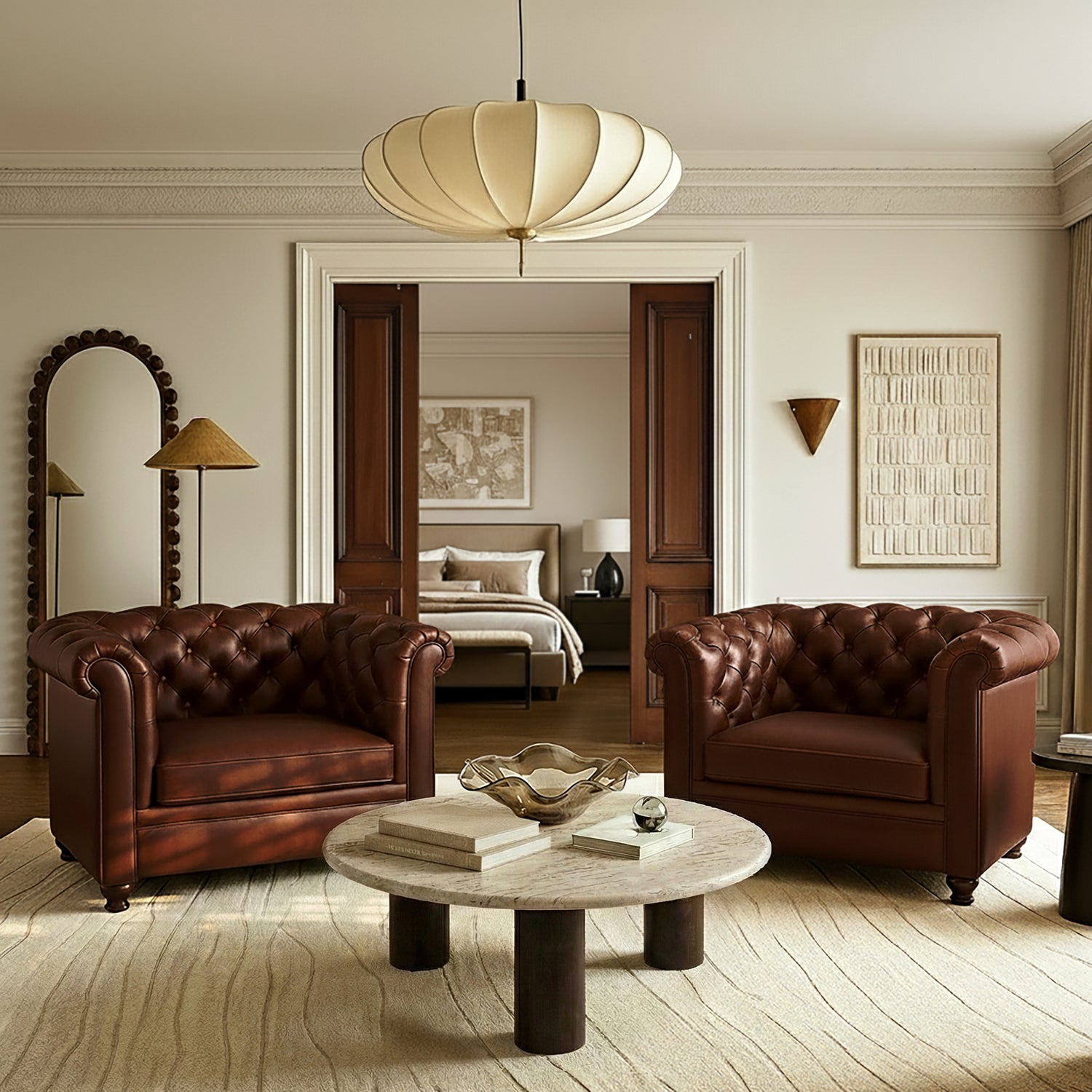 Lyon Leather Lounge Chair | Oscuro Brown | Single lifestyle_image