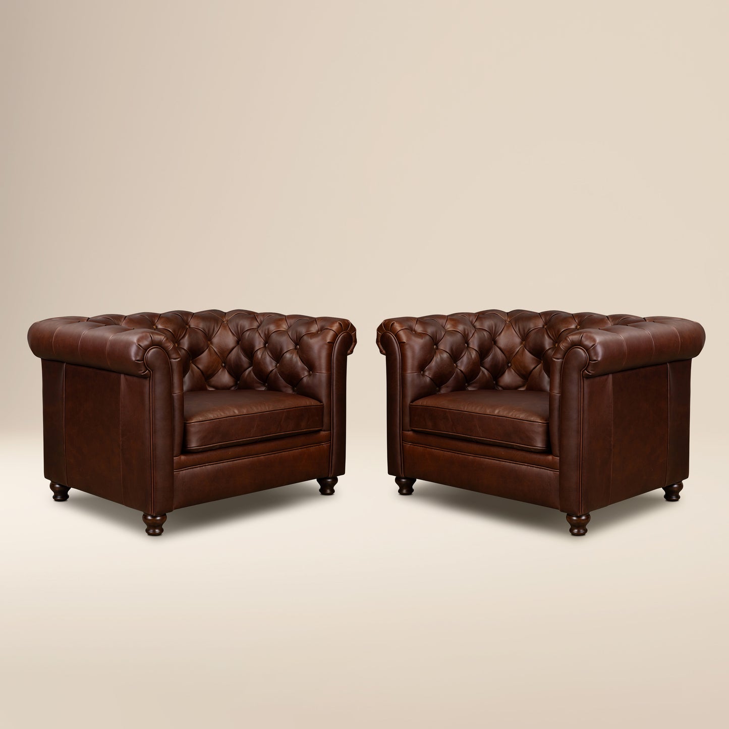 Lyon Leather Lounge Chair | Oscuro Brown | Set of 2