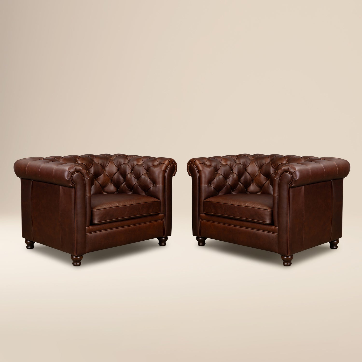 Lyon Leather Lounge Chair | Oscuro Brown | Set of 2 