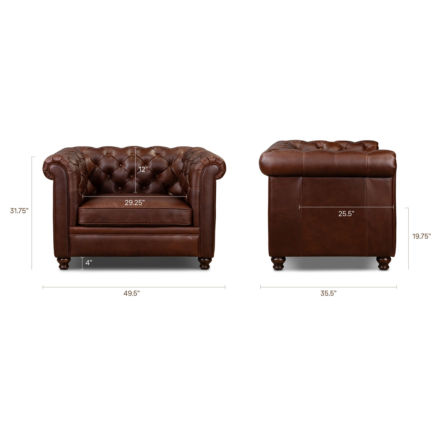 Lyon Leather Lounge Chair | Oscuro Brown | Set of 2