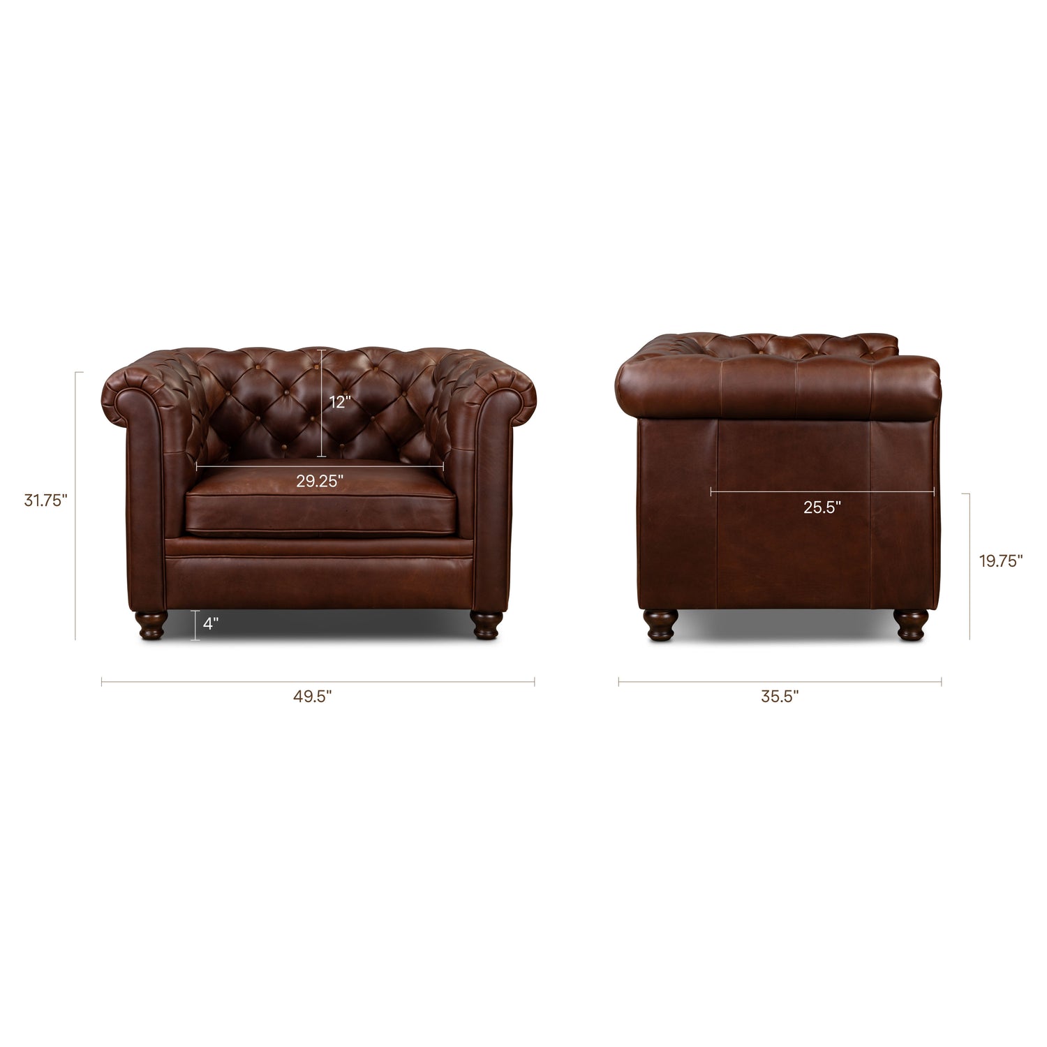 Lyon Leather Lounge Chair | Oscuro Brown | Set of 2 