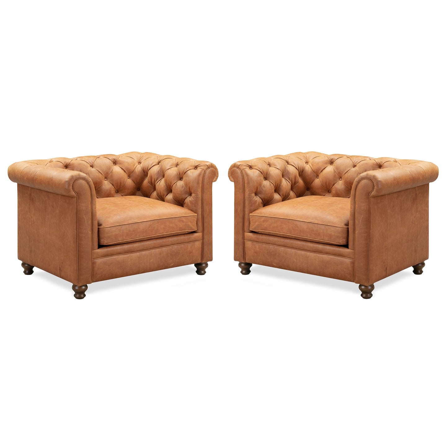 Lyon Leather Lounge Chair | Cognac Tan | Set of 2