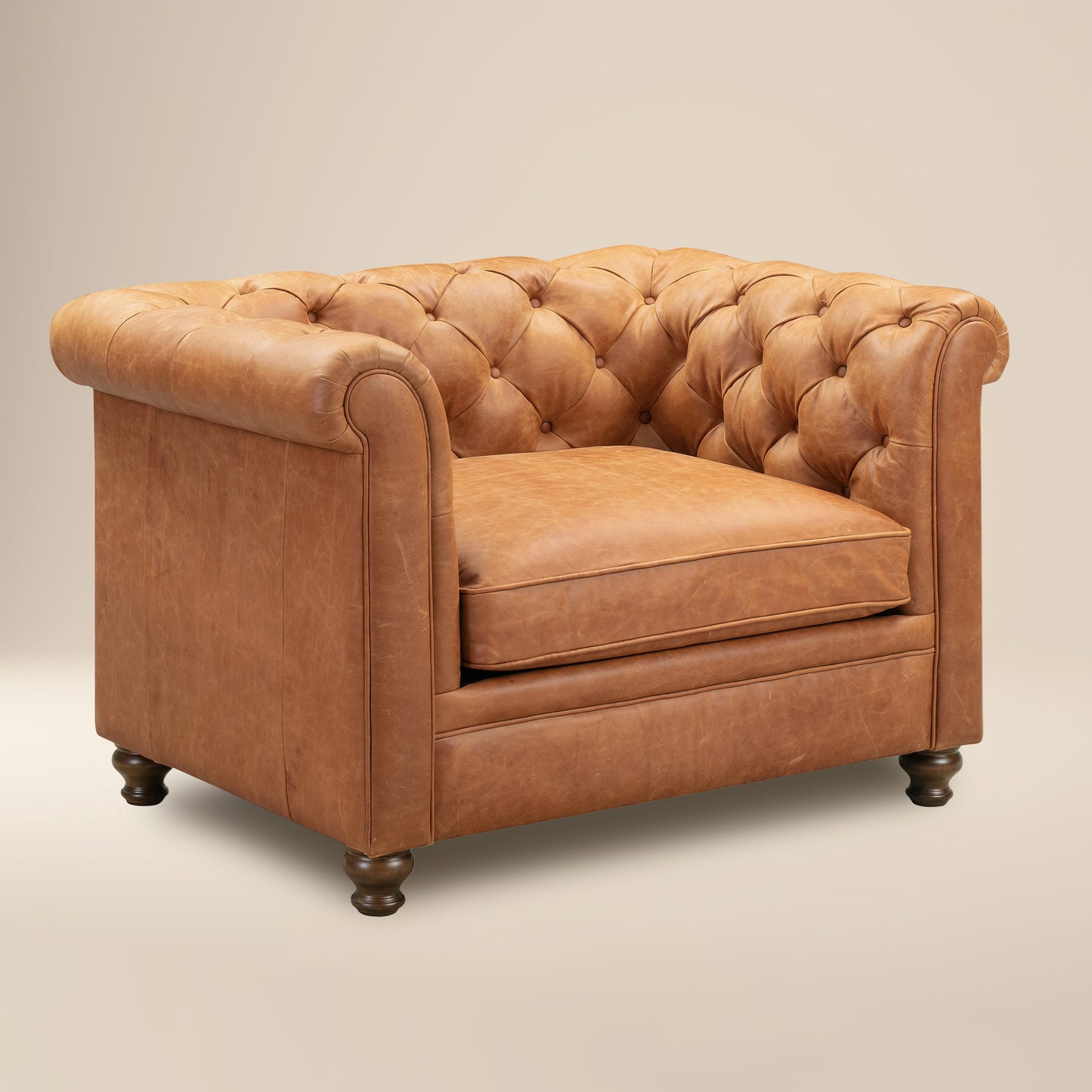 Lyon Leather Lounge Chair | Cognac Tan | Single