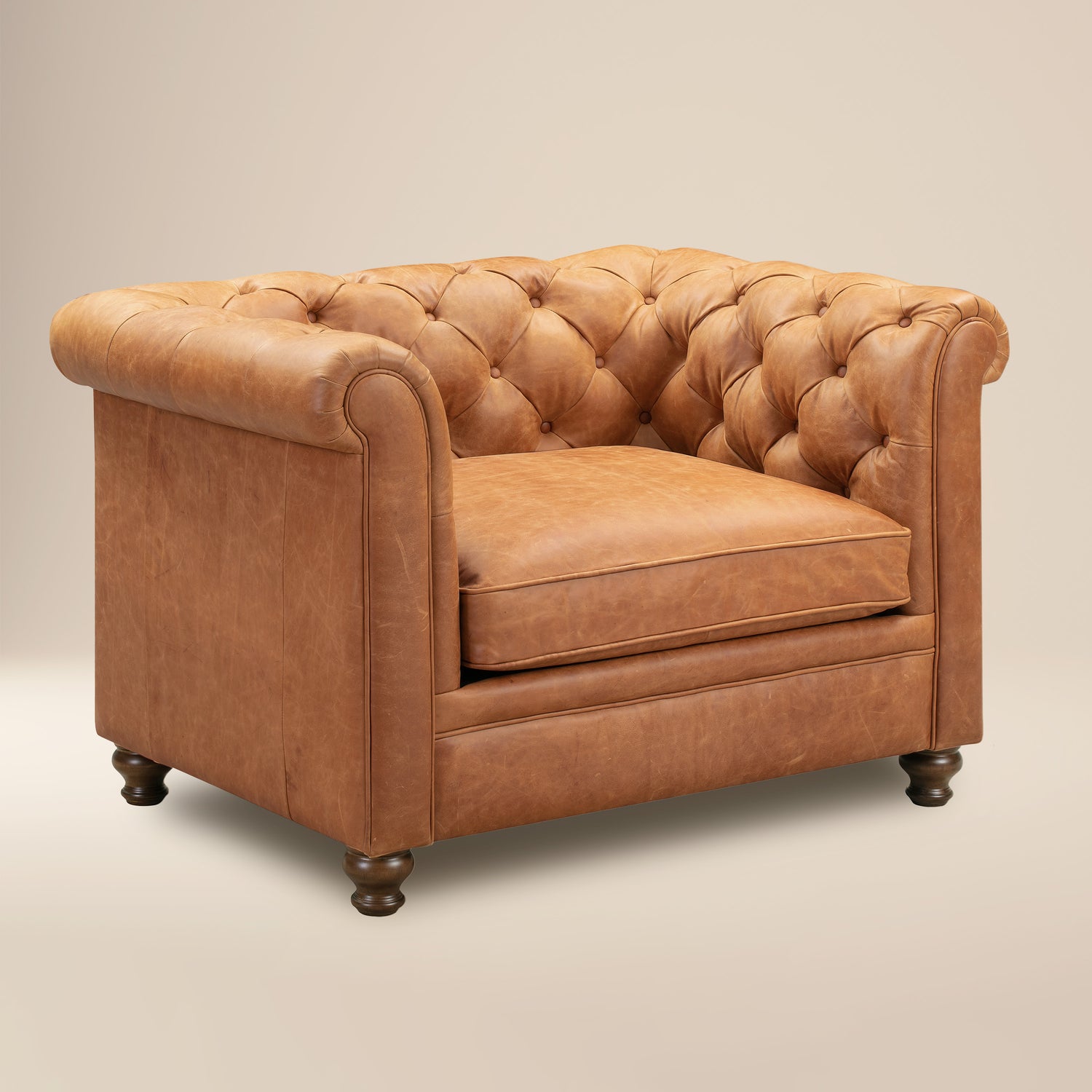 Lyon Leather Lounge Chair | Cognac Tan | Single 