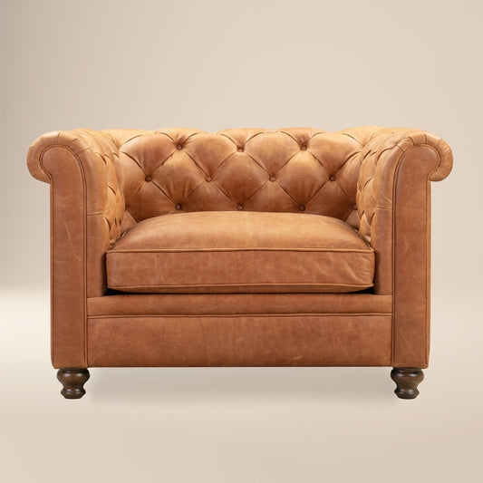 Lyon Leather Lounge Chair | Cognac Tan | Single