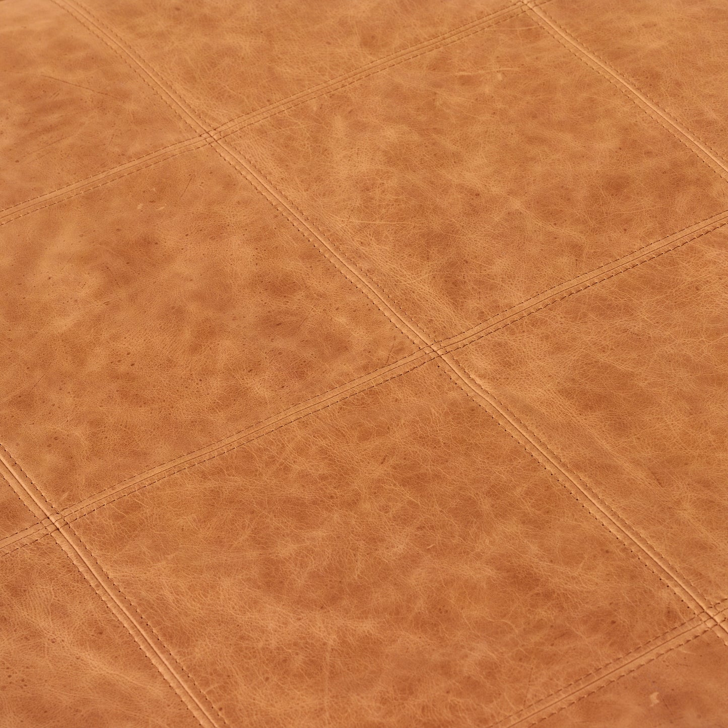 Taos Leather Square Ottoman | Cognac Tan