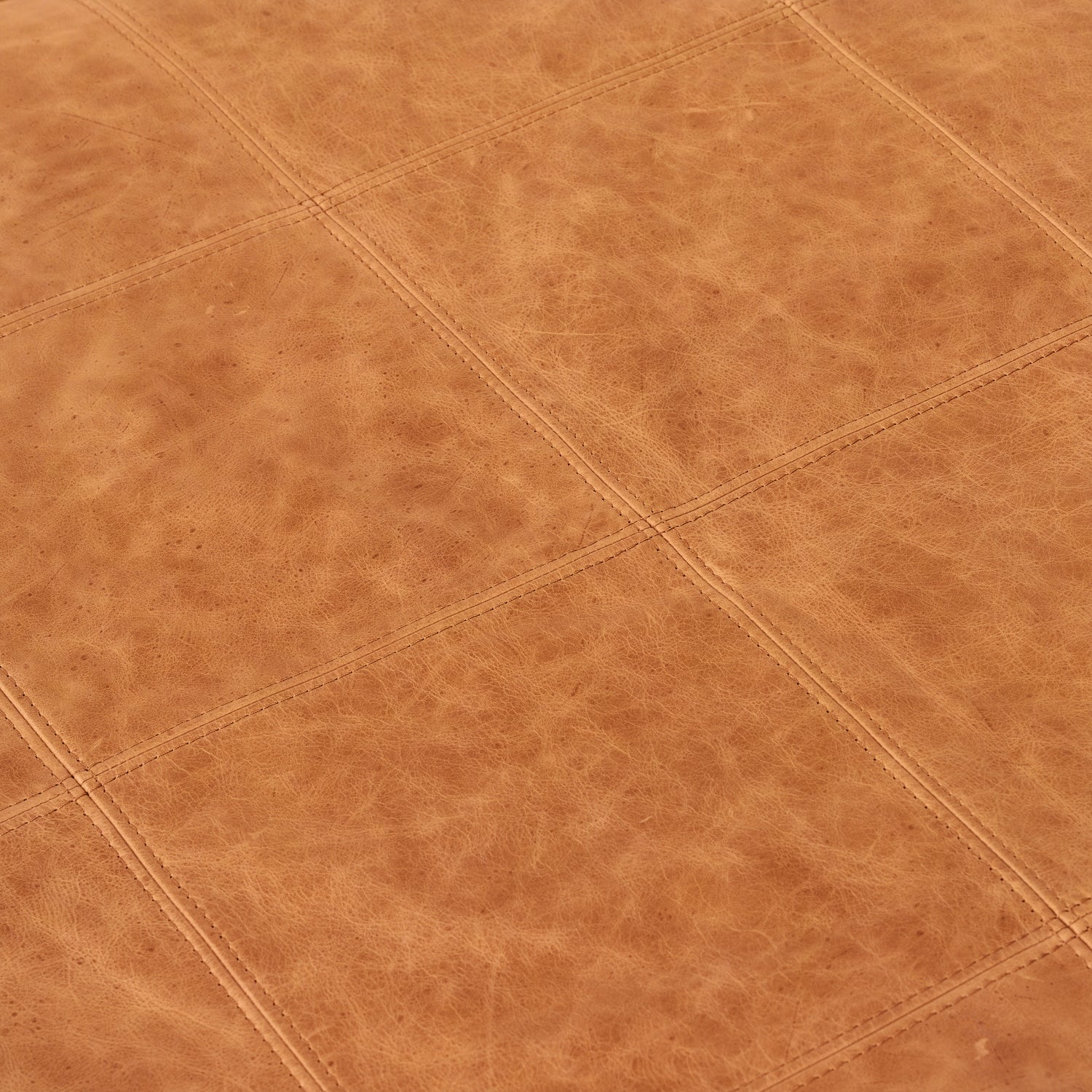 Taos Leather Square Ottoman | Cognac Tan 