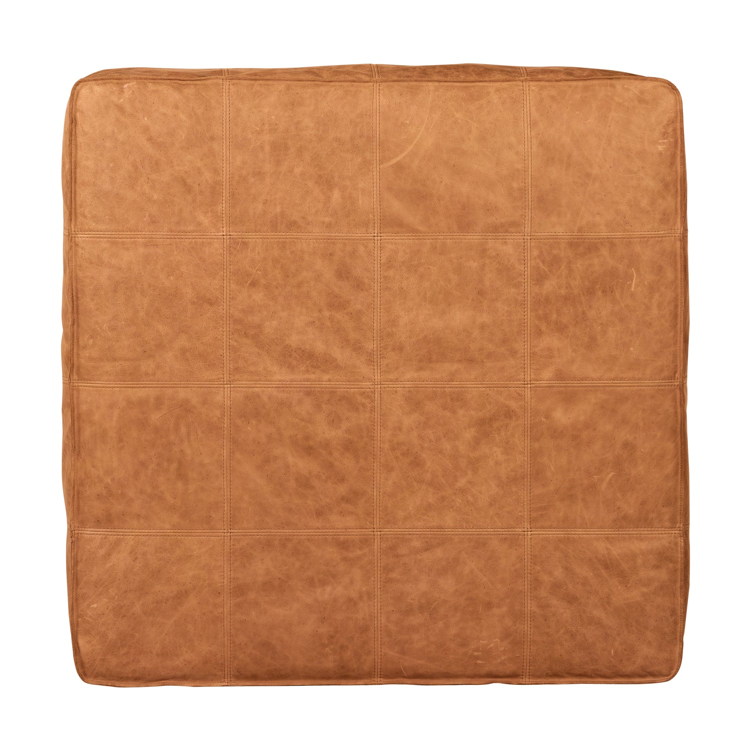 Taos Leather Square Ottoman | Cognac Tan 