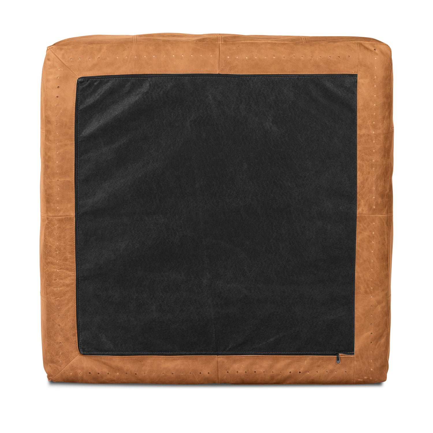Taos Leather Square Ottoman | Cognac Tan 