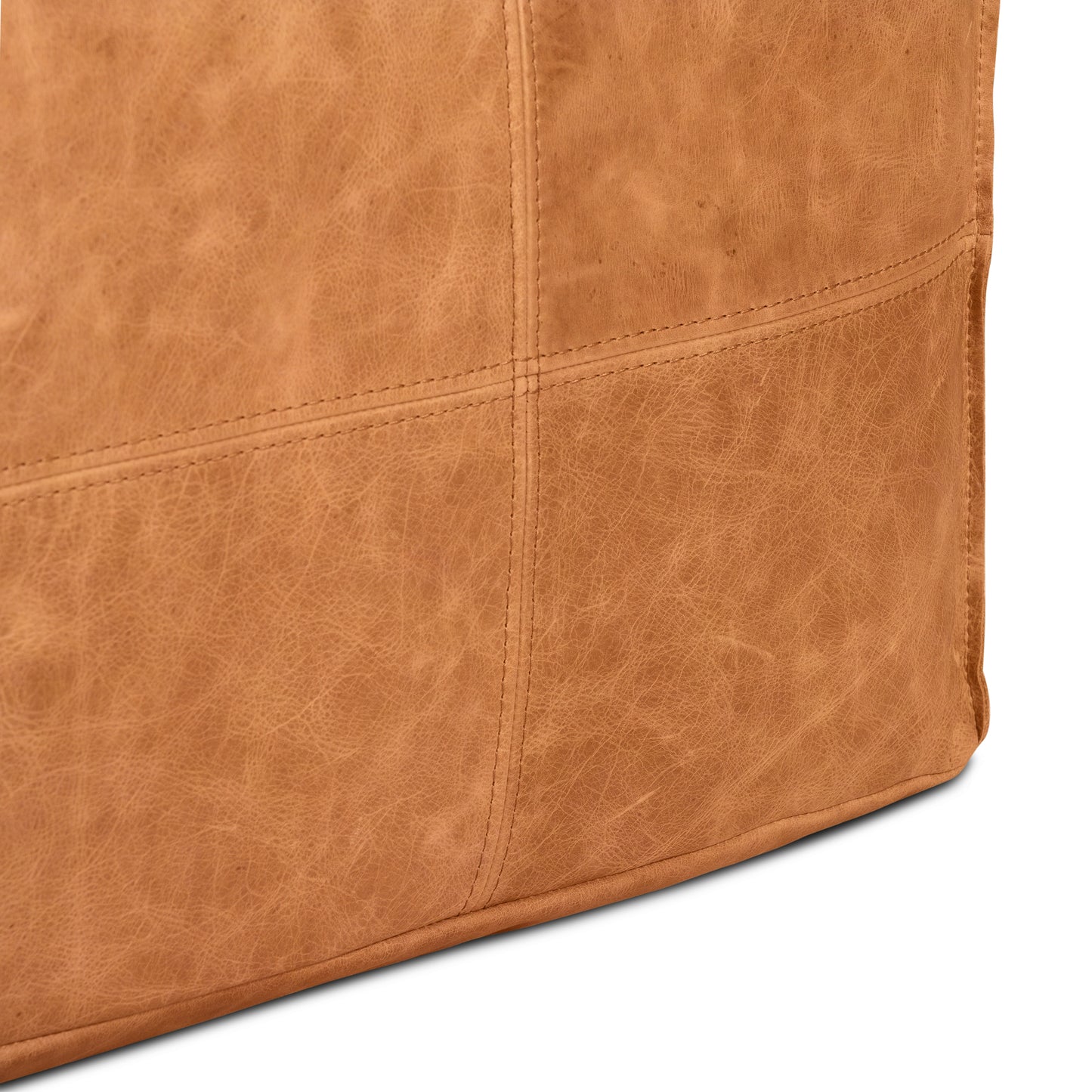 Taos Leather Square Ottoman | Cognac Tan