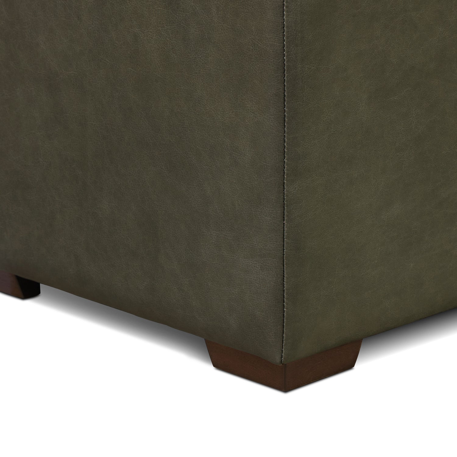 Senja Leather Storage Ottoman | Olivine Green 