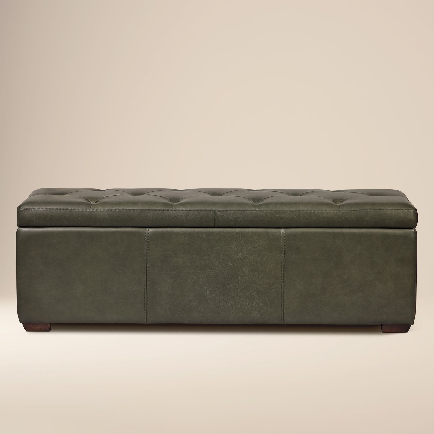 Senja Leather Storage Ottoman | Olivine Green