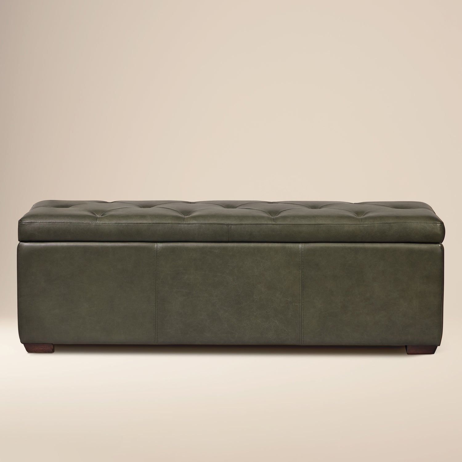 Senja Leather Storage Ottoman | Olivine Green 