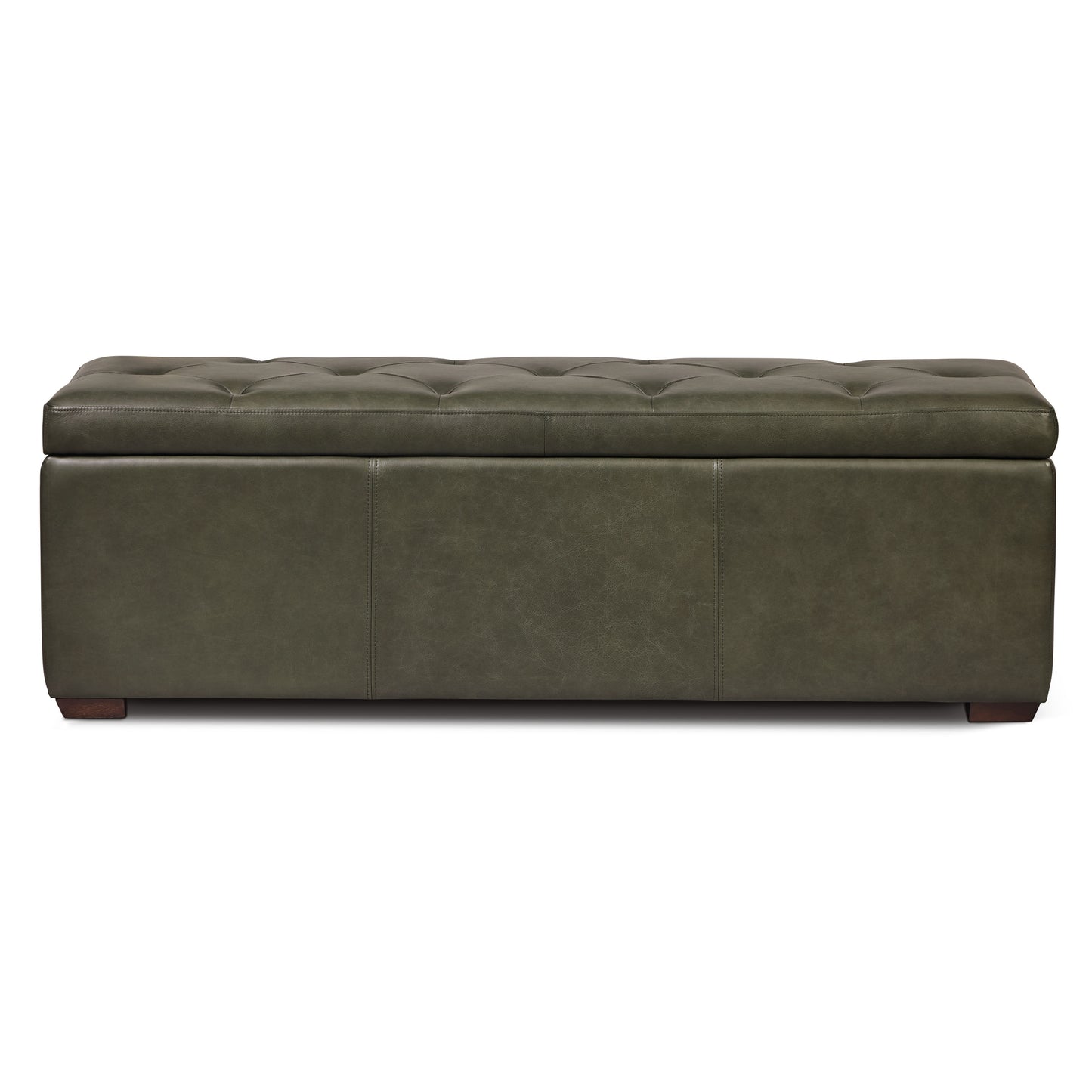 Senja Leather Storage Ottoman | Olivine Green