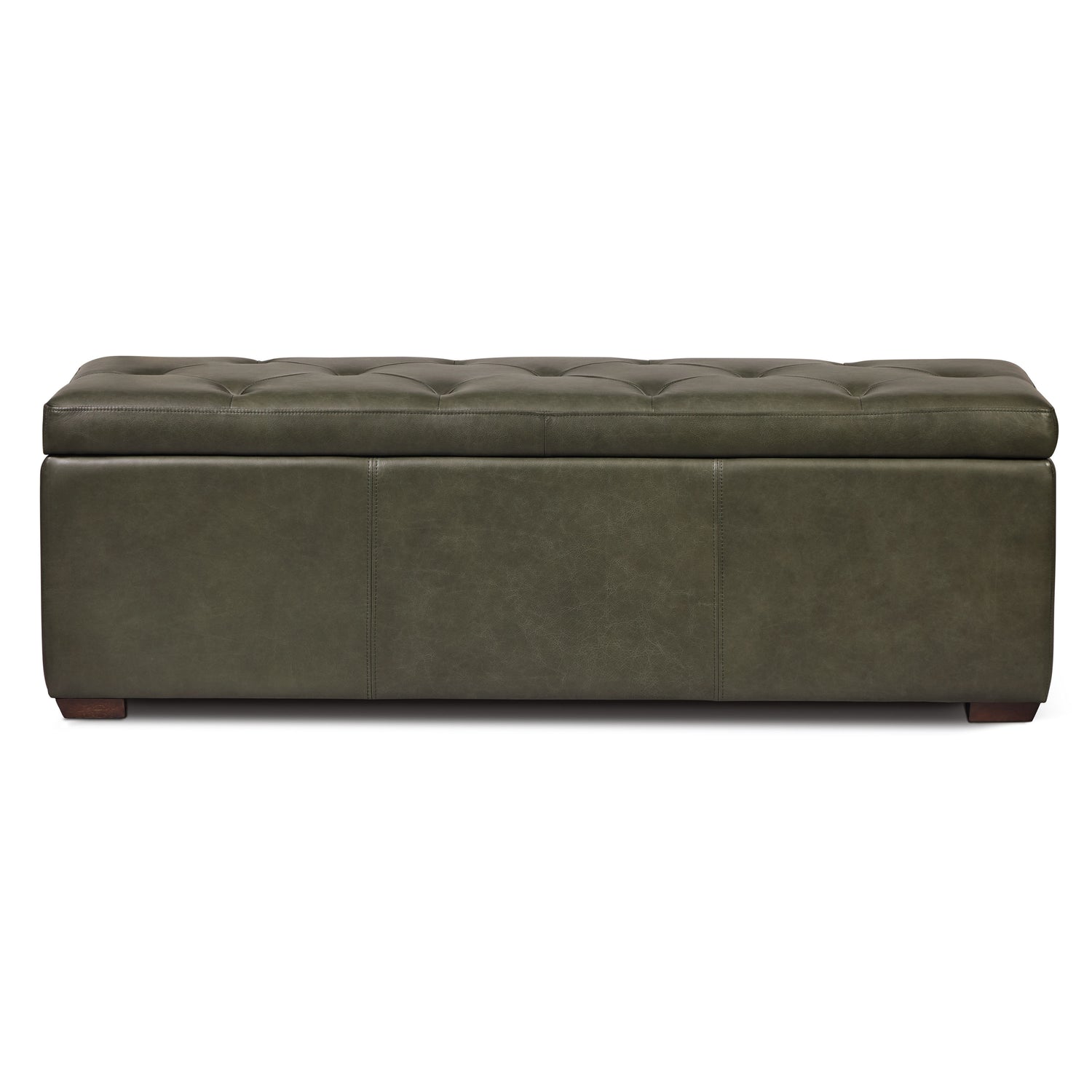 Senja Leather Storage Ottoman | Olivine Green 
