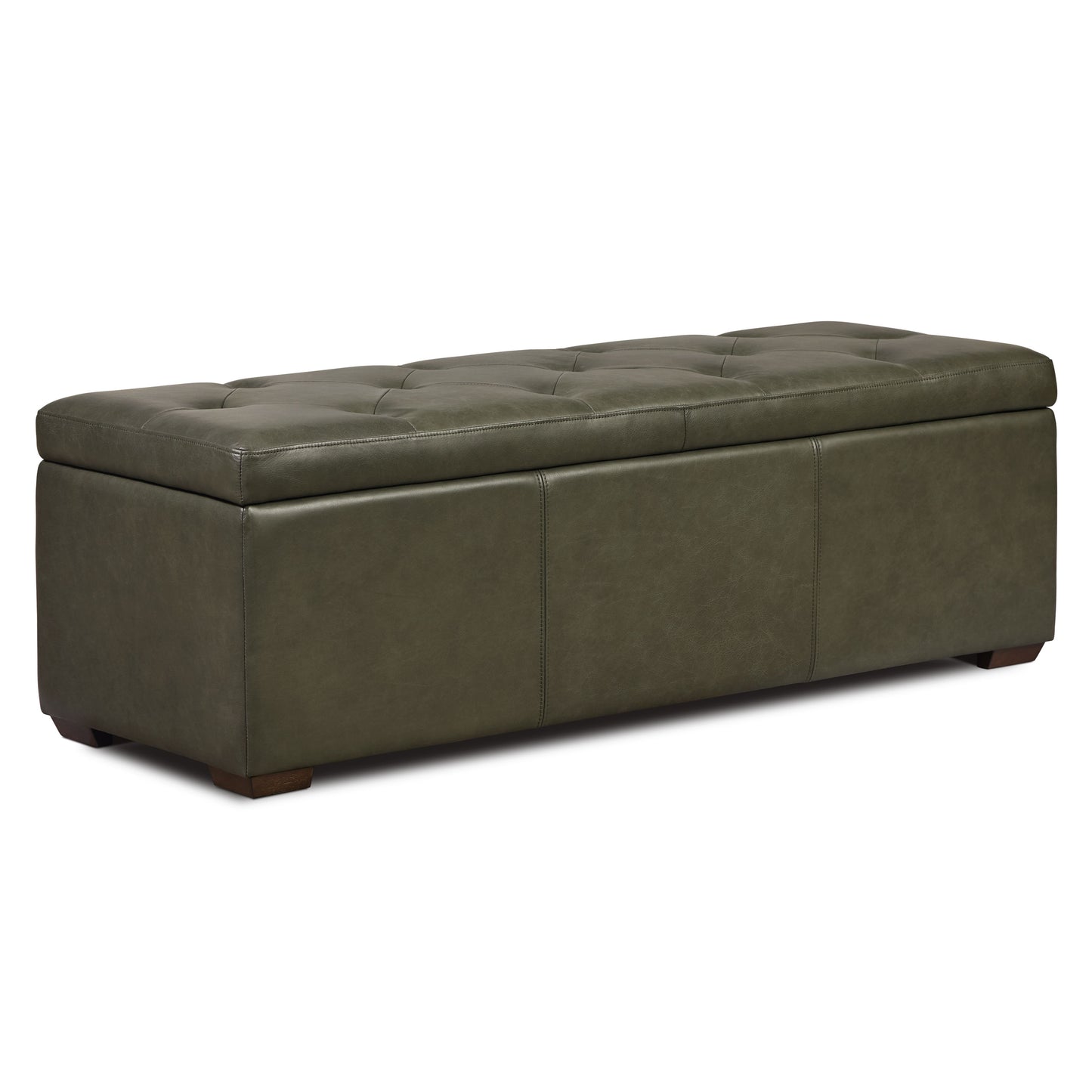 Senja Leather Storage Ottoman | Olivine Green