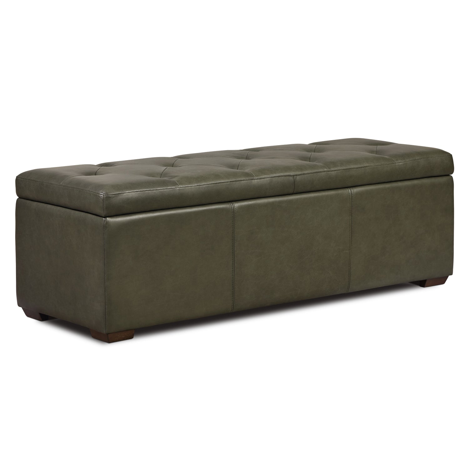 Senja Leather Storage Ottoman | Olivine Green 