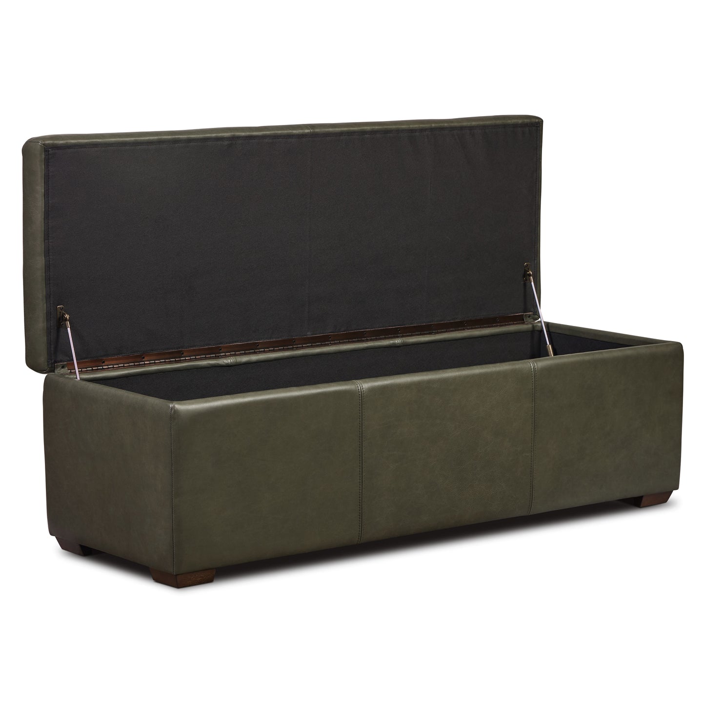 Senja Leather Storage Ottoman | Olivine Green